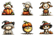 Halloween Farm Watercolor Clipart, a Seasonal Illustration by CreationArt (Thumbnail 4 of 5)