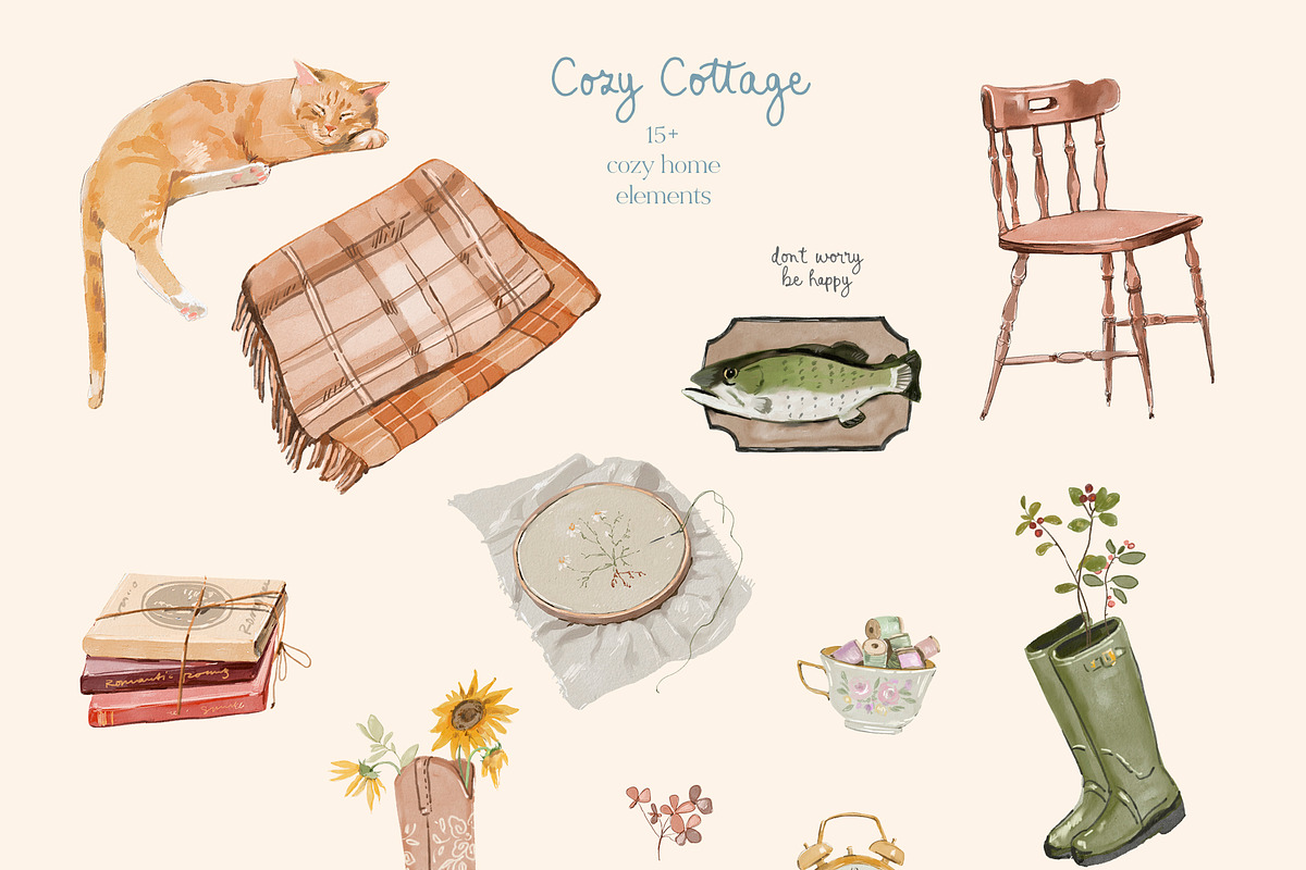 Cottagecore Clipart, Frames, Prints, a Decorative Illustration by whiteheartdesign (Photo 5 of 34)