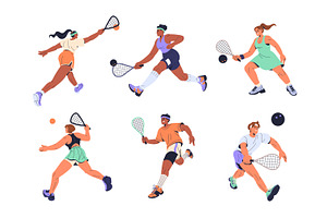 Squash players. People play tennis, a Sport Illustration by PaperTrident