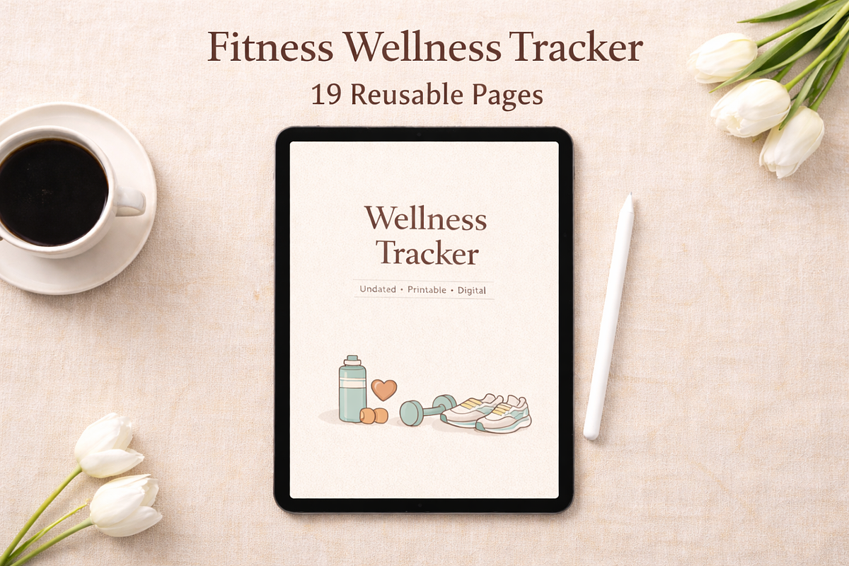 Fitness & Wellness Tracker Bundle, a Stationery Template by MIRoots Design Studio (Photo 1 of 11)