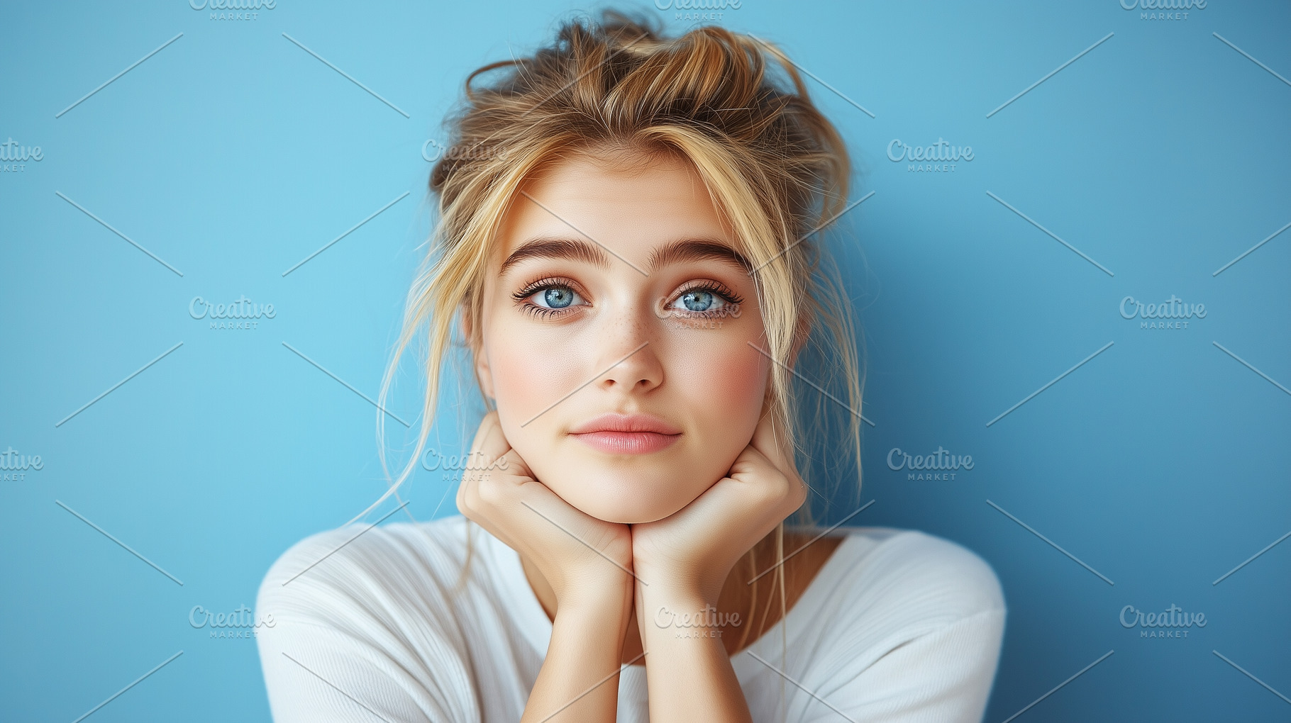 Young woman with bright blue eyes, a Person Photo by MistyDay