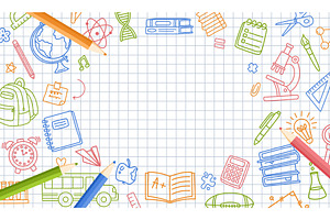 Doodle back to school frame, an Education Illustration by winwin.art