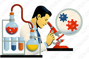 Retro Scientist Laboratory Research, an Illustration by Christos Georghiou