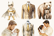 Watercolor Dad Clipart Bundle, a Person Illustration by SparkyDesignsUS (Thumbnail 2 of 9)