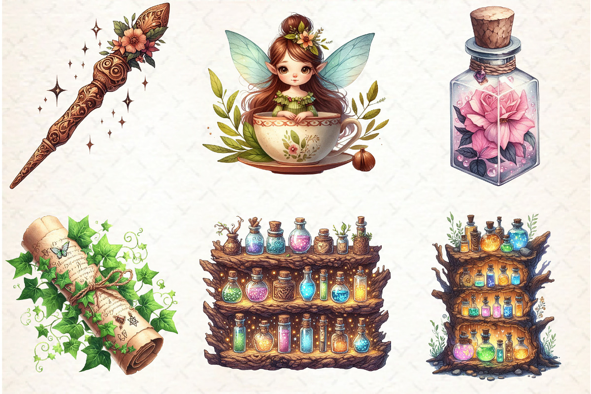 Fairy Apothecary Watercolor Clipart, an Illustration by Libby Wishes (Photo 6 of 7)
