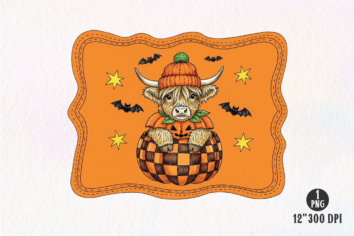 Halloween Highland Cow Frame Png, an Illustration by Dream Creation (Photo 1 of 5)