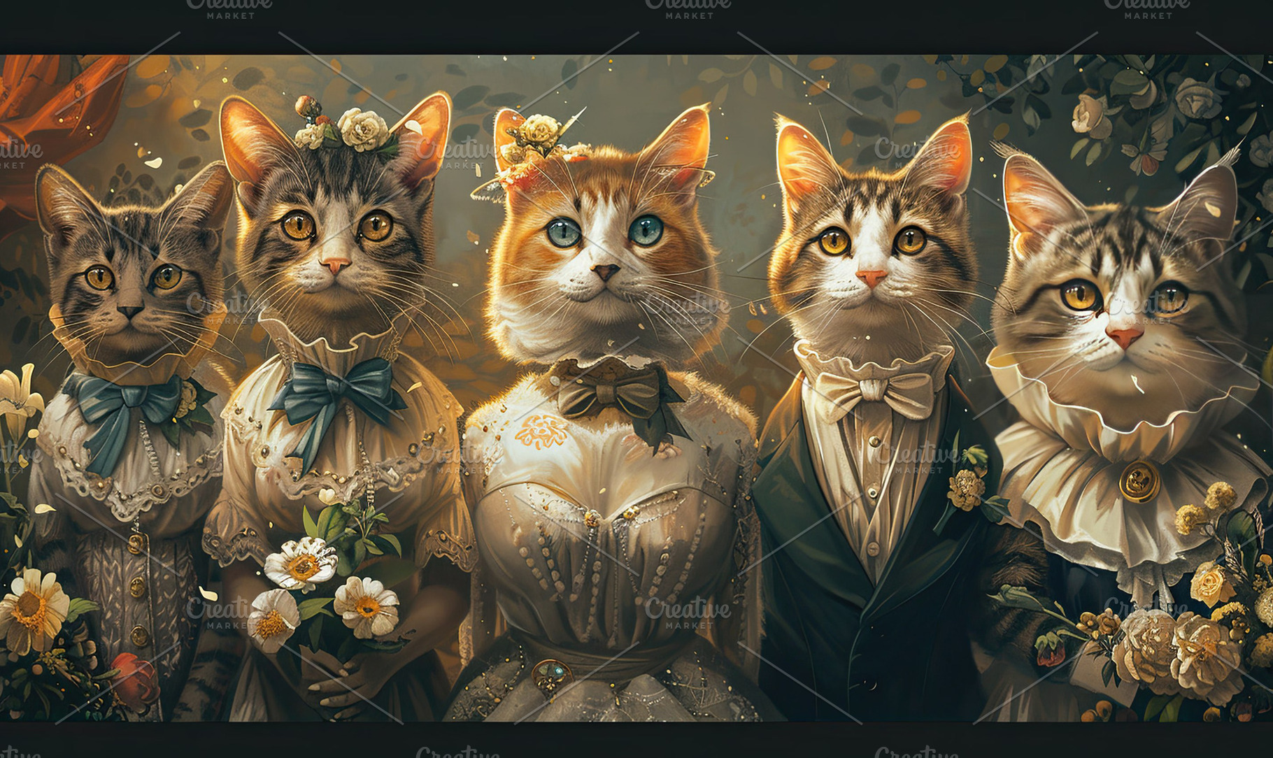 Cute cats dressed in various wedding, a Photo by LOGOCREATIVE