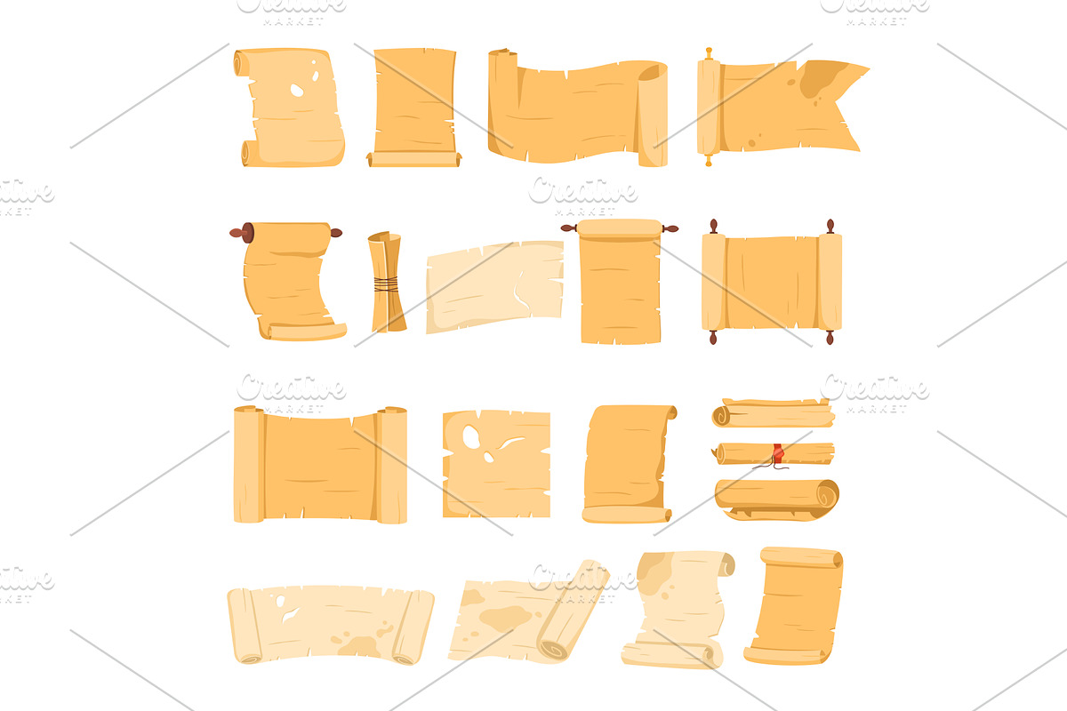 Parchment scrolls set, an Illustration by Flashvector