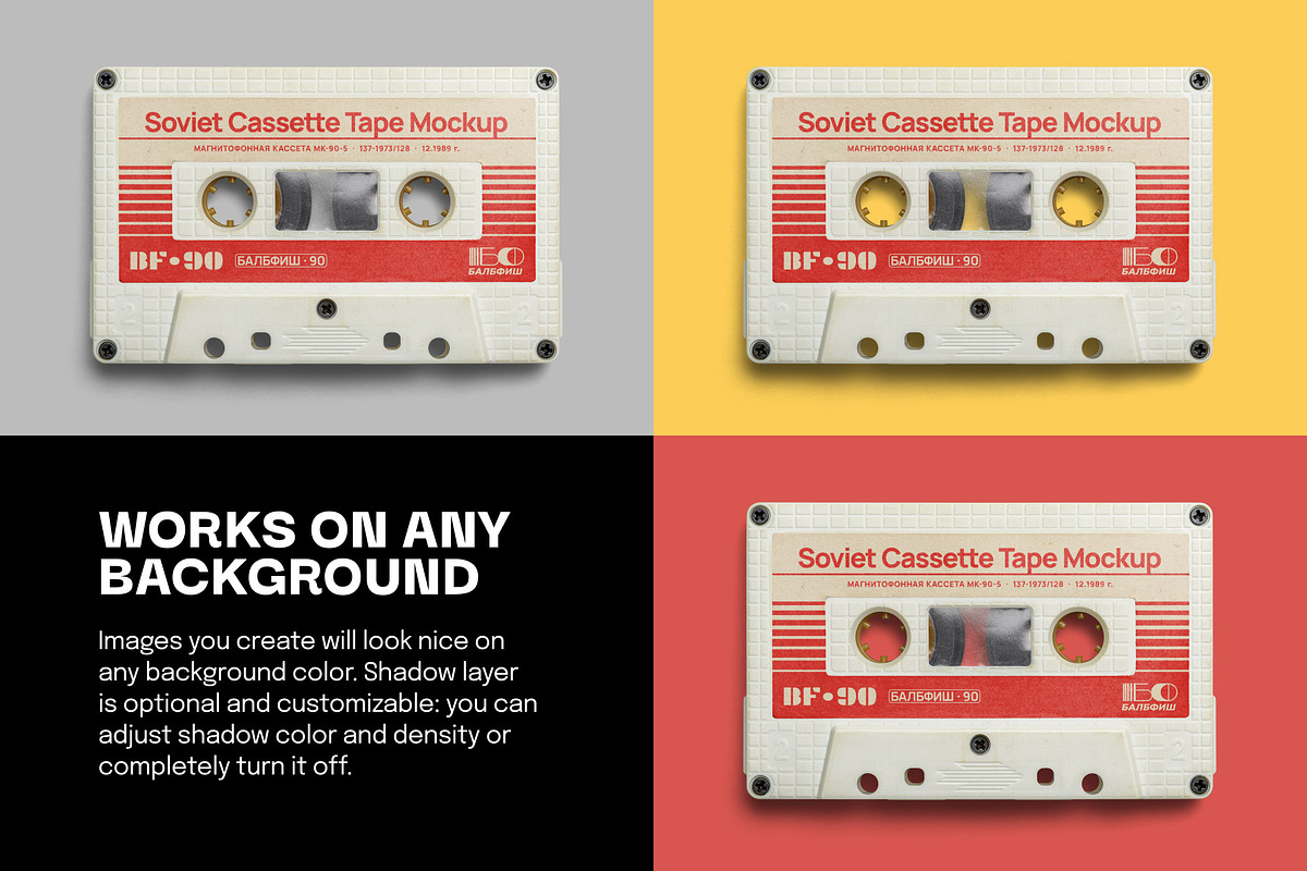 Soviet Cassette Tape Mockup, a Packaging Mockup by BULBFISH (Photo 4 of 10)