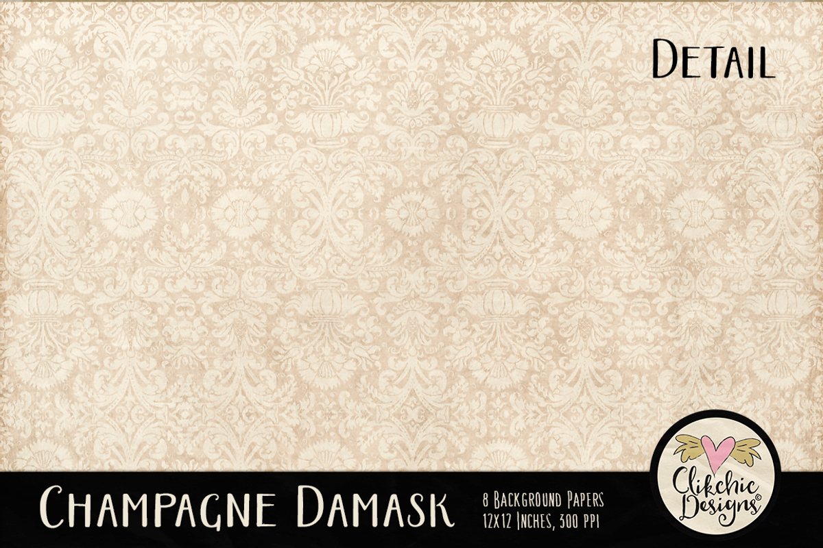 Champagne Wedding Damask Textures preview 4