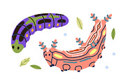 Cute caterpillars, funny larvas set, an Animal Illustration by Good Studio (Thumbnail 4 of 8)