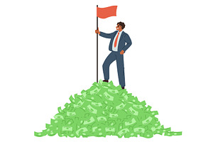 Rich businessman with gold and money, a Finance Illustration by Vectorbuum