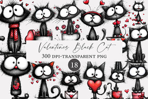 Valentines Black Cat Clipart, an Illustration by Designworld