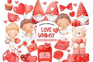 Cute Love Whimsy Valentines Clipart, an Illustration by TatiMockup