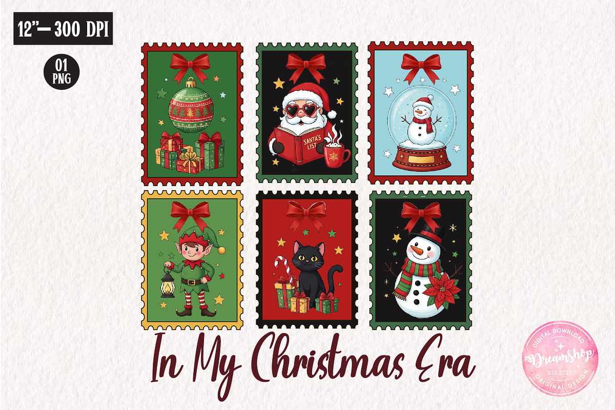 Retro Christmas Stamp - Cute Animal, an Illustration by CreationArt (Photo 1 of 4)
