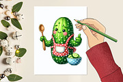 Watercolor Cute Cucumber Clipart, a Graphic by designcity5 (Thumbnail 5 of 5)