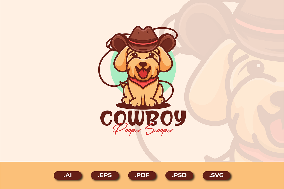 CUTE COWBOY DOG MASCOT LOGO, a Branding & Logo Template by Andhnd Studio