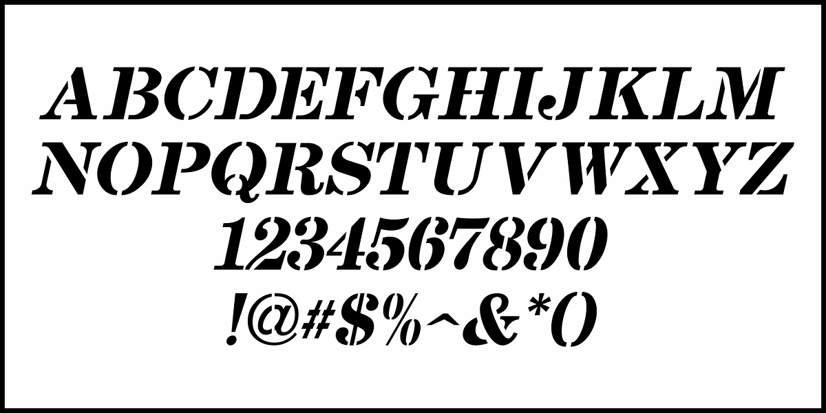 Stenciled Message JNL, a Font by Jeff Levine Fonts (Photo 5 of 5)