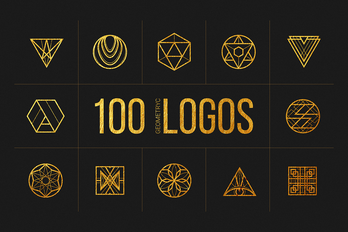 100 Linear Geometric Logos. Bundle, a Branding & Logo Template by le-genda (Photo 1 of 12)