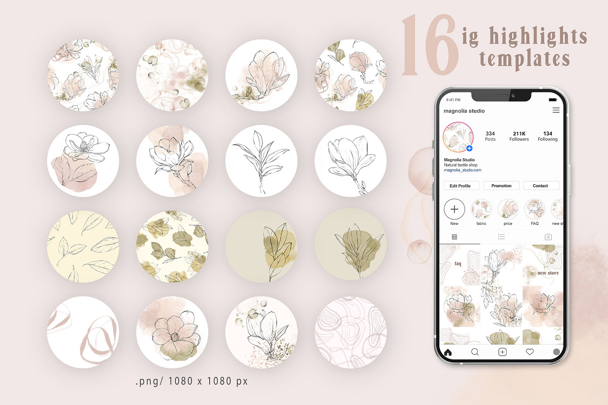 Magnolia Line Art collection, a Texture Illustration by Tiana Geo (Photo 6 of 16)