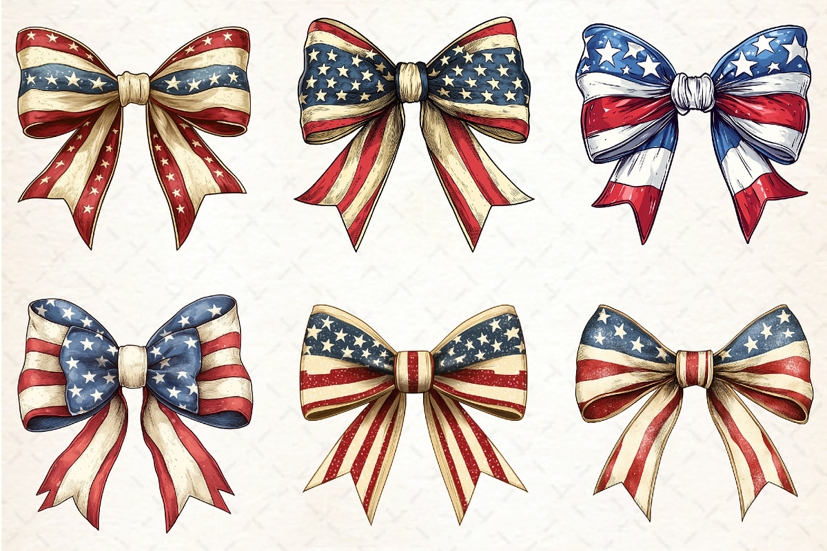 Coquette USA Bows Clipart, an Illustration by Libby Wishes (Photo 3 of 7)