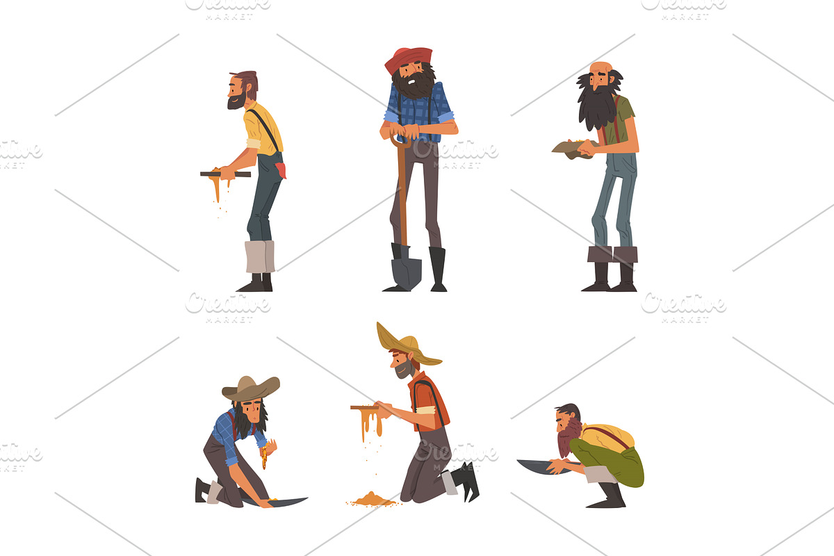 Bearded Male Prospector Characters, a Person Illustration by TopVectors