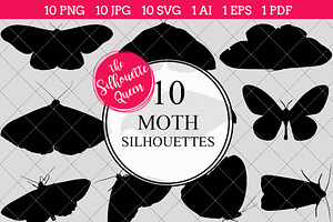 Moth Silhouette Vector Graphics