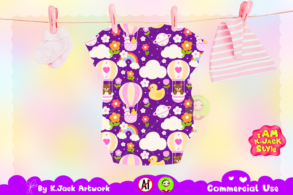Baby Shower Balloon Ride Seamless, a Background Graphic by K.JackArtwork (Photo 5 of 8)