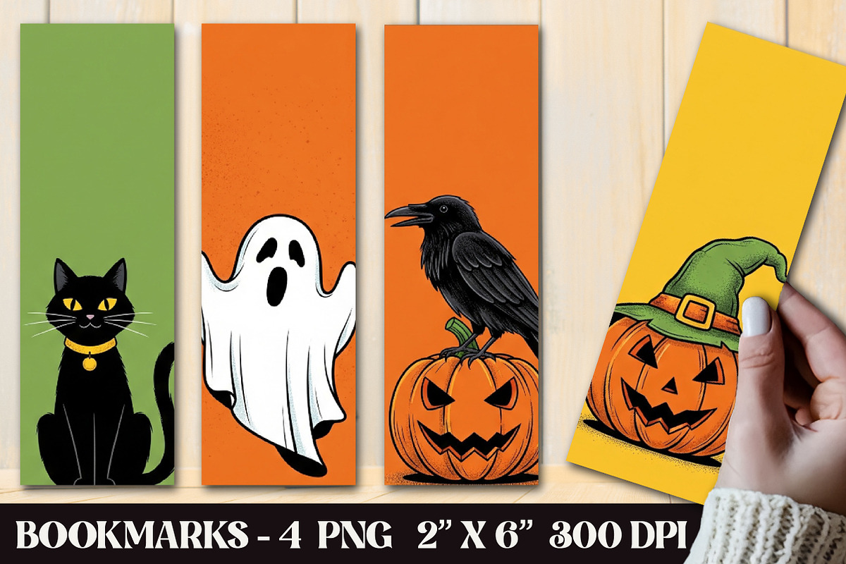 Vintage Halloween Printable Bookmark, an Illustration by OK Design