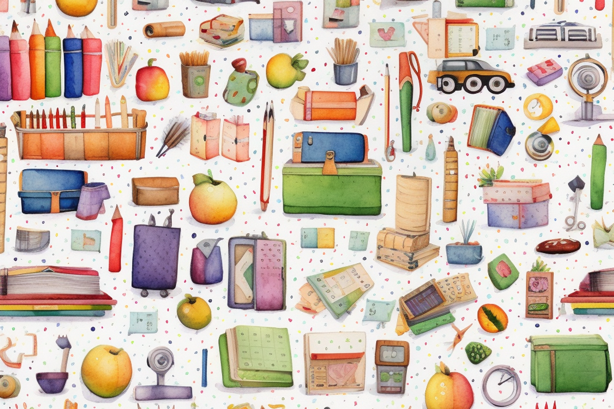 Watercolor Back to School, a Pattern Graphic by Printable Treasure (Photo 4 of 6)