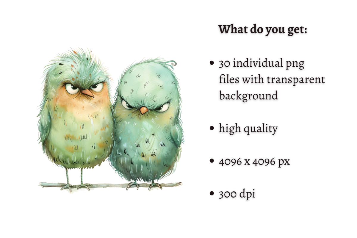 Funny Grumpy Birds Cliparts, an Animal Illustration by Mash Mash Stickers (Photo 2 of 9)