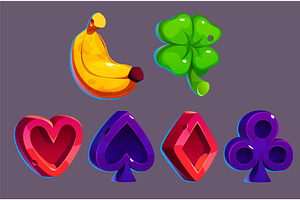 Casino slot machine icons set, an Object Illustration by art PVP - market