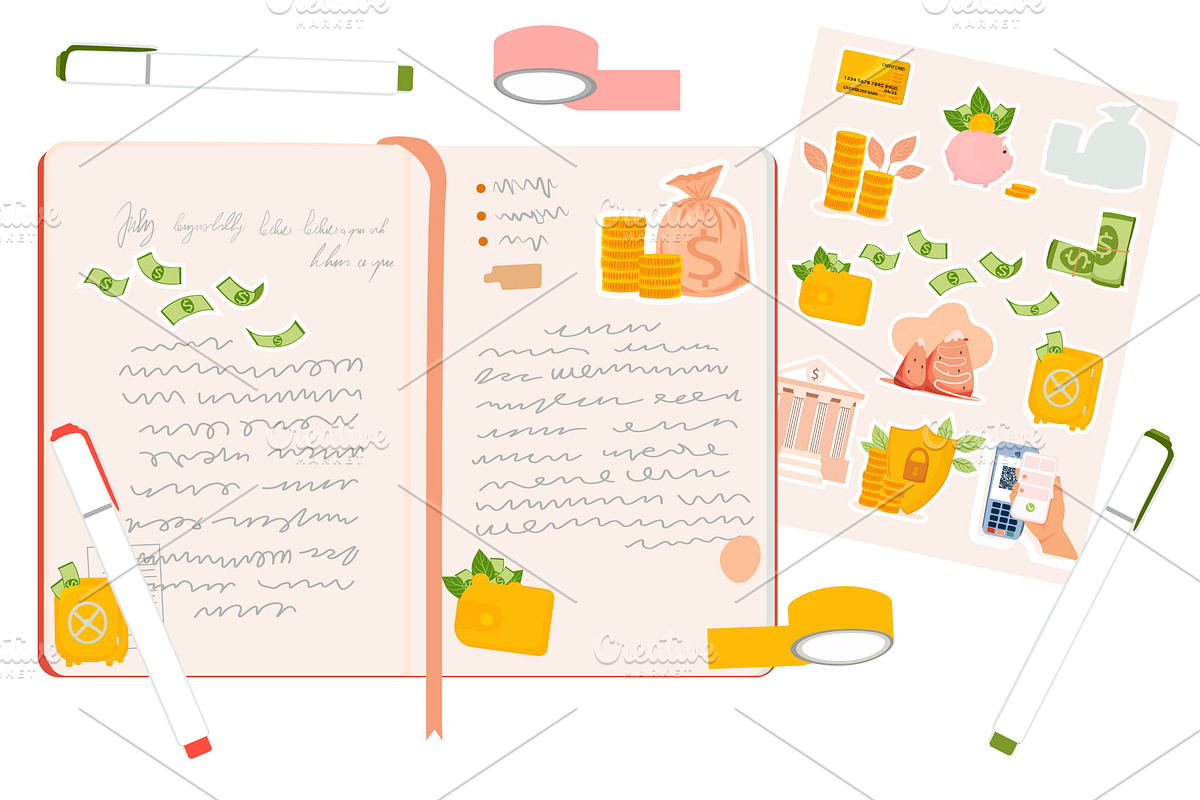 Financial Planner money, stickers, a Finance Illustration by MariiaVasilenko (Photo 13 of 13)