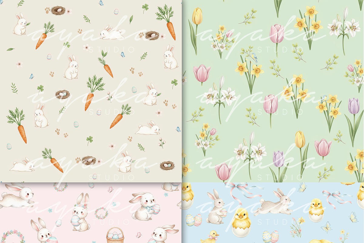 EASTER Seamless Pattern Bundle, a Pattern Graphic by AYAKA Studio Co. (Photo 12 of 13)