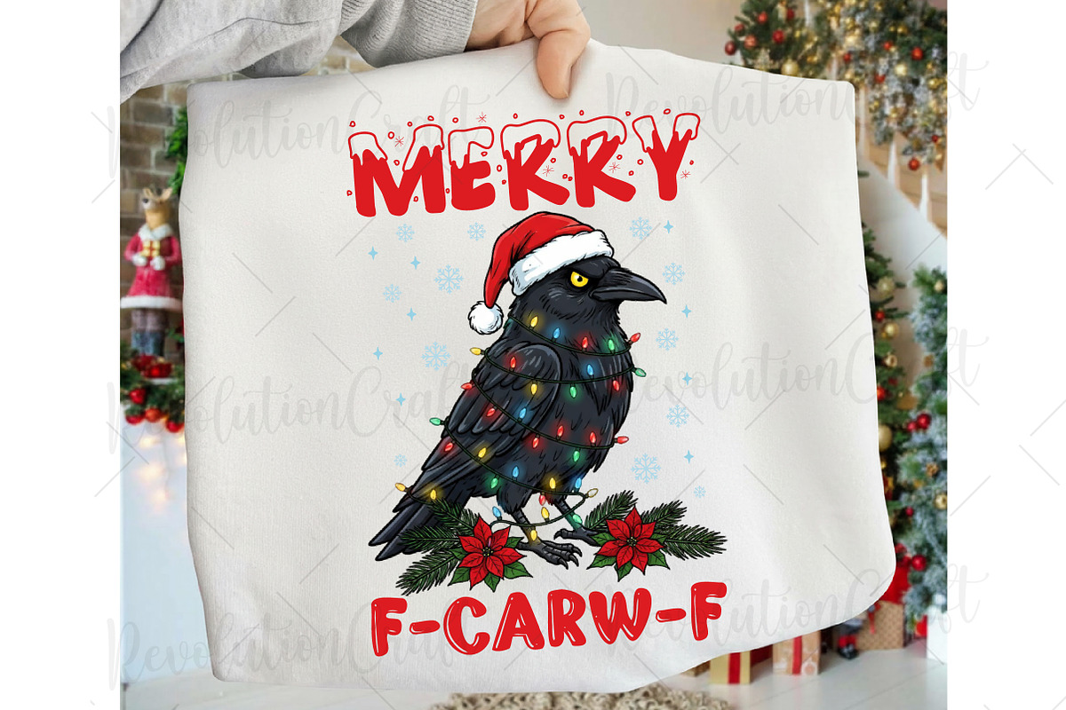 Merry Christmas Vintage F-Crow PNG, an Illustration by OK Design (Photo 3 of 4)