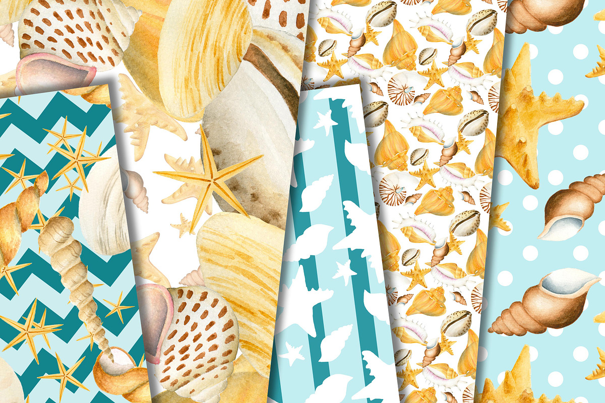 Seashell paper pack, a Pattern Graphic by DarinaDigital (Photo 3 of 4)