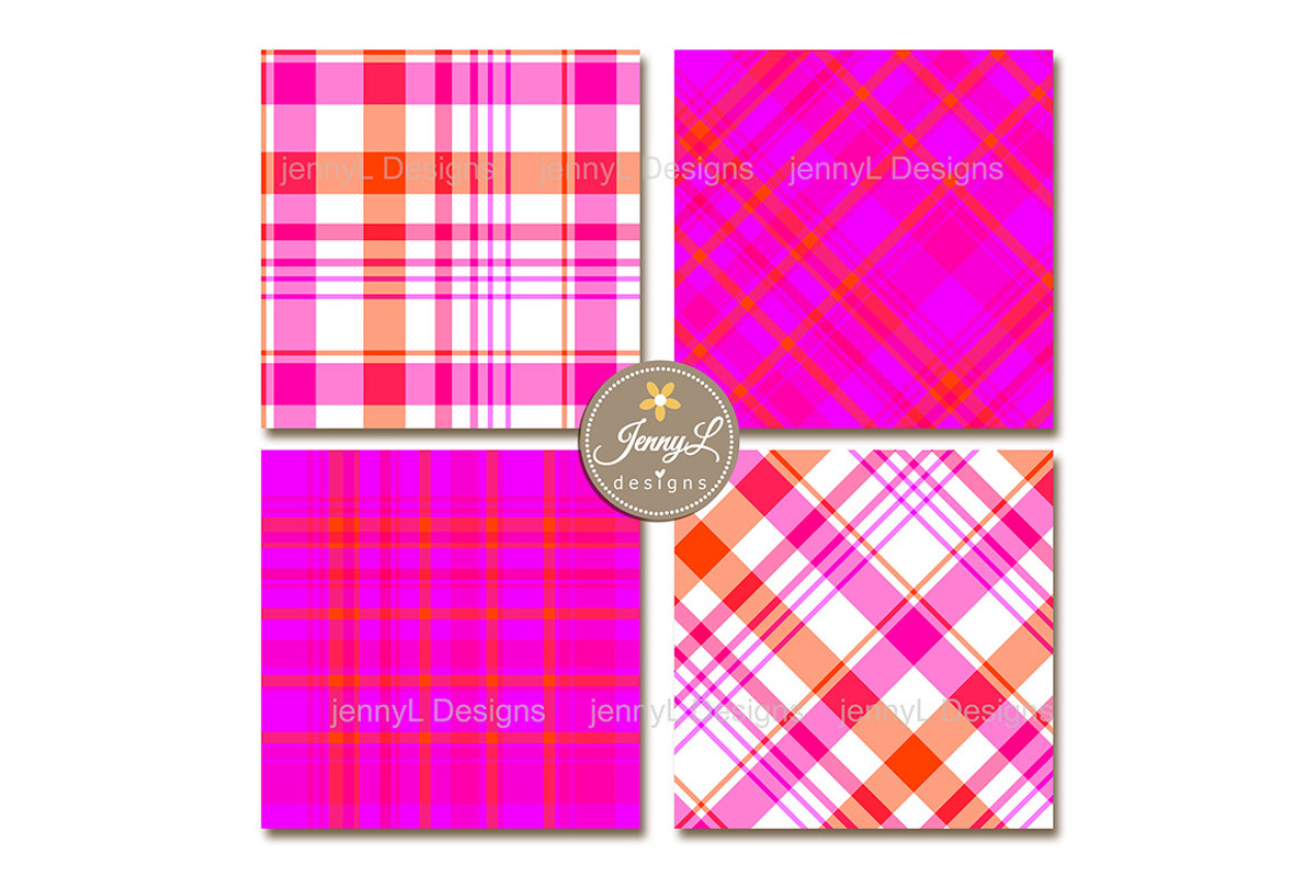 Neon Valentine Plaid Digital Papers, a Pattern Graphic by JennyL Designs (Photo 6 of 8)