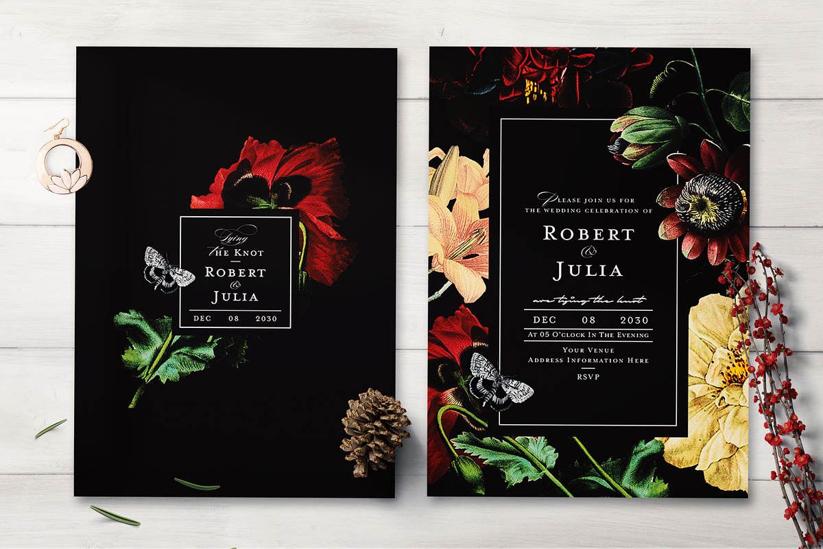 FLOWER WEDDING INVITATION SET, an Invitation Template by Totem Invitation House (Photo 1 of 5)