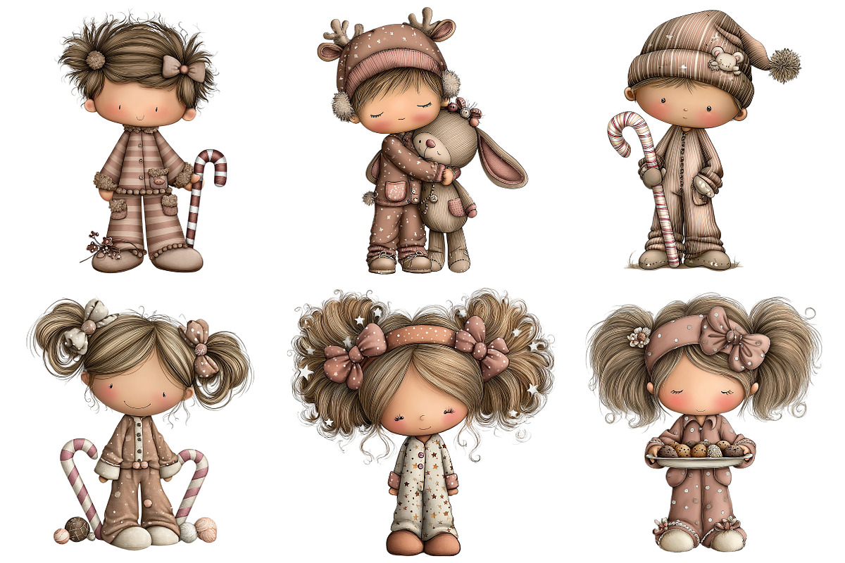 Christmas Pajama Party Clipart, an Illustration by Craft Nest (Photo 6 of 11)