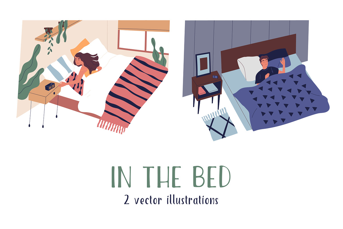 People sleeping and wake up in bed, a Person Illustration by Good Studio (Photo 1 of 3)