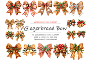 Watercolor Gingerbread Bow Clipart, a Decorative Illustration by stickermadness (Thumbnail 1 of 4)