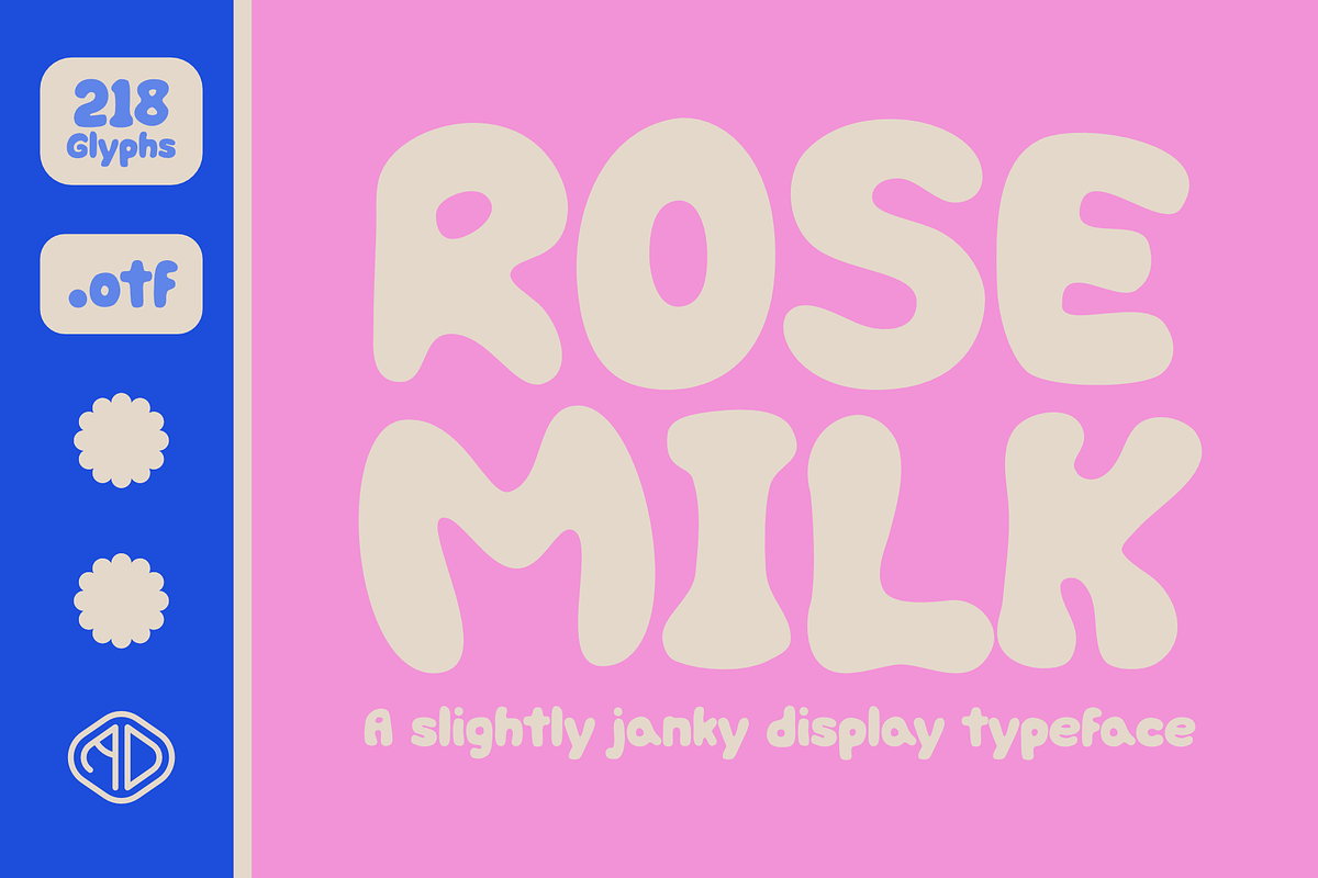 Rose Milk - A janky new display font, a Sans Serif Font by Abrahamic Design (Photo 1 of 5)