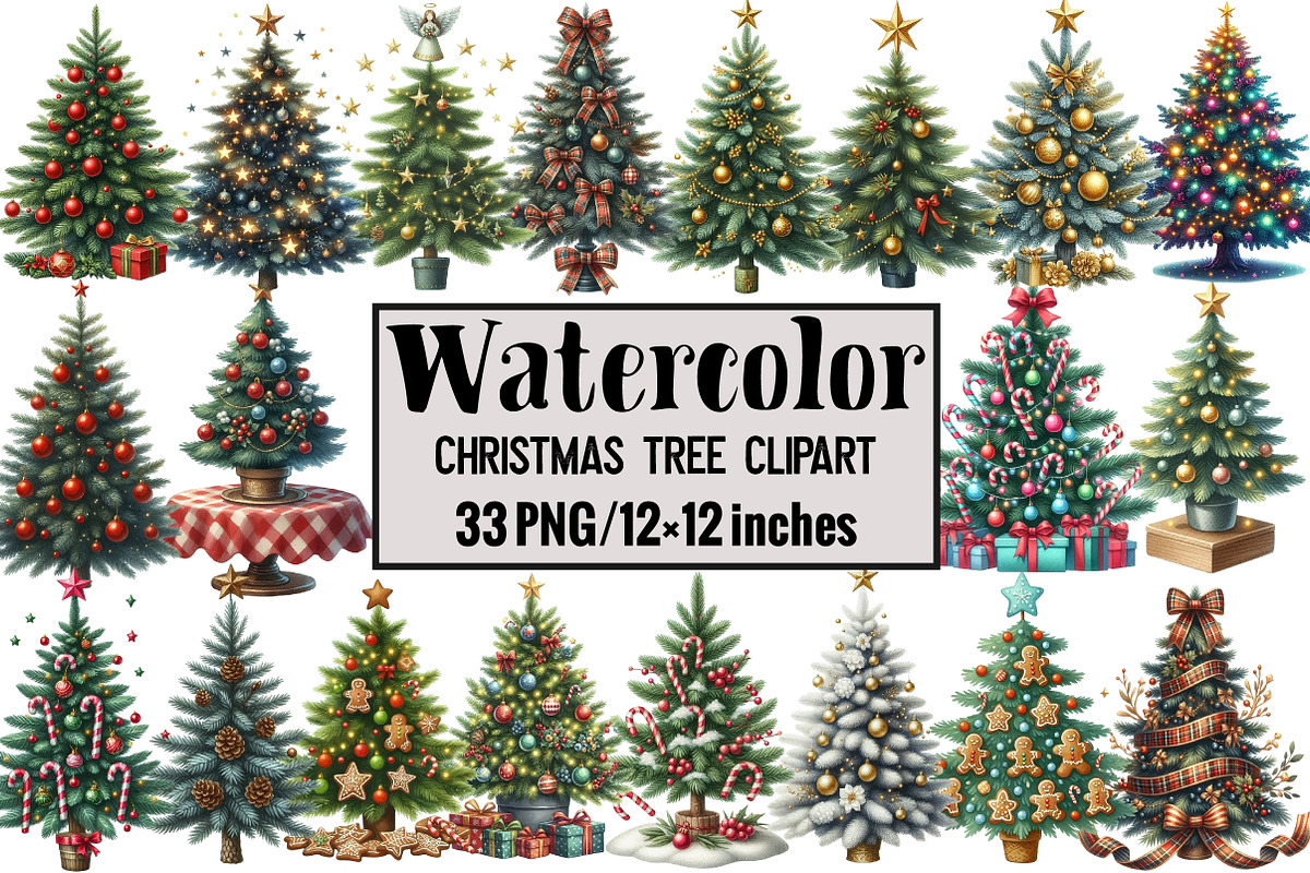 Christmas Tree Clipart, an Illustration by Design Market (Photo 1 of 4)