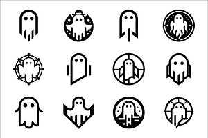 Spooky Ghost Icons Set, a Branding & Logo Template by Vectorium Studio