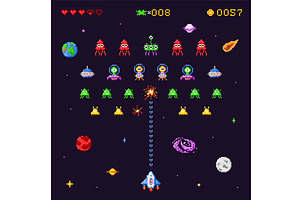 Space invaders game. Spaceship, a Technology Illustration by Stock-Smart-Start