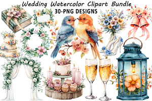 Wedding Watercolor Clipart, an Illustration by Daily.Designs