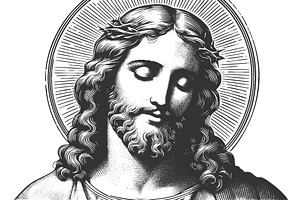 Jesus Christ engraving sketch vector, an Illustration by AlexArt