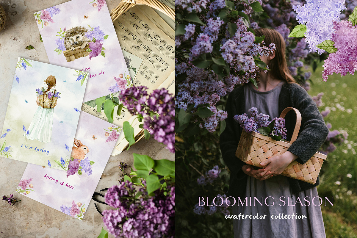 BLOOMING SEASON watercolor clipart, a Seasonal Illustration by long summer (Photo 6 of 15)