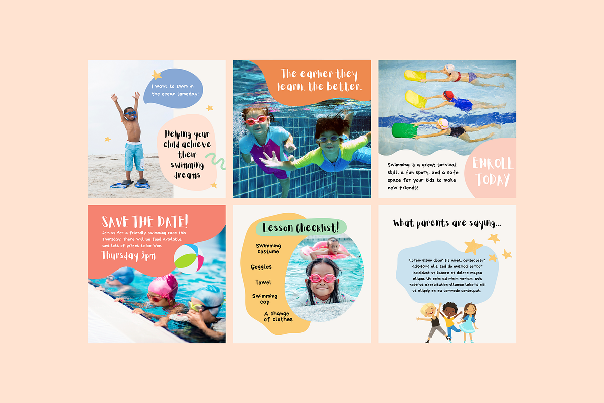 Kids Swimming School Social Media, a Social Media Template by Sincerely ...