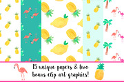Watercolor Tropical Digital Paper, a Pattern Graphic by Emerald & Ivy Studios (Thumbnail 2 of 2)